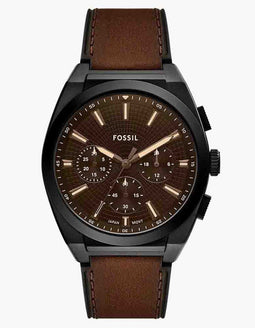 Fossil Everett FS6108 - Horloge - Quartz - Bruin Leer - Ø 44 mm