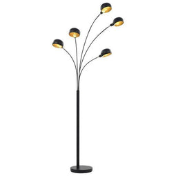 vidaXL Lamp staand - 5xE14 - hoogte verstelbaar - zwart en goud