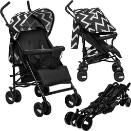 Lionelo Elia - Buggy - Lichte 7kg 5-punts gordel Verstelbare rugleuning Zwart