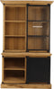 Vitrinekast - 125x48x210 - Naturel/zwart - Mangohout/ijzer