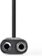 Nedis - Stereo-Audiokabel - 3,5 mm Male naar 2x 3,5 mm Female - Vernikkeld - 0.20 m - Zwart