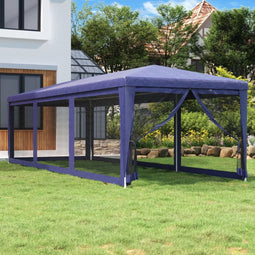 vidaXL - Partytent - met - 8 - mesh - zijwanden - 3x9 - m - HDPE - blauw