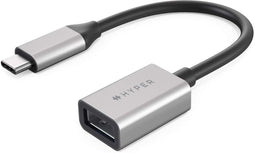 Hyper HD425D-GL - USB-C naar USB-A Adapter - 10 Gbps - Zilver Zwart
