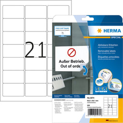 Herma Labels white 63,5x38,1 removable SuperPrint 525 pcs.