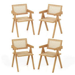 Coast Eetkamerstoelen - 4-Delige Set Bamboe & Imitatie-Riet - 50 x 52 x 81 cm - Natuur
