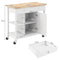 Coast Mobiele Keukentrolley - Keukeneiland - Rubberhout werkblad 99 x 46 cm - Wit (4)