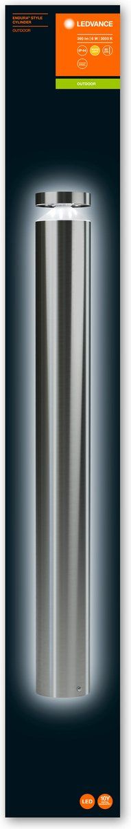 LEDVANCE Wand- en plafondarmatuur LED: voor muur, ENDURA STYLE CYLINDER / 6 W, 22-…24- V, Warm wit, 3- K, body materiaal: stainless steel, IP44
