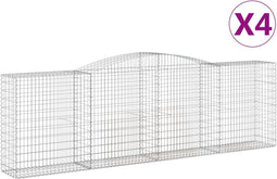 vidaXL - Schanskorven - 4 - st - gewelfd - 400x50x120/140 - cm - ijzer