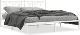 vidaXL - Bedframe - met - hoofdbord - metaal - wit - 180x200 - cm