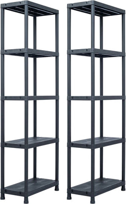 vidaXL - Opbergrekken - 2 - st - 125 - kg - 60x30x180 - cm - kunststof - zwart