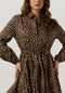 Colourful Rebel Minon - Mini Dress - Wijduitlopende fit Lange mouw Ceintuur Leopard dessin - XL