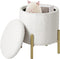 eSituro Opbergkruk Rond - Teddyfleece Wit - 35 x 41 cm