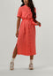 Object Objtilda Isabella S/s Dress - Midi Jurk - Met ceintuur en split - Koraal - Maat 36