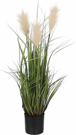 Mica Decorations Kunstplant - gras pluim - siergras - groen/creme - H80 x D35 cm