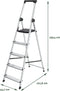 BRASQ Huishoudtrap 5-treden - Inklapbaar aluminium - Antislip - Zilver