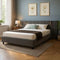 Juskys Luzano - Gestoffeerd Bed - 140x200cm - Fluweel - Donkergrijs - Incl. Leeslampje
