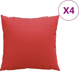vidaXL - Bankkussens - 4 - st - 40x40 - cm - stof - rood