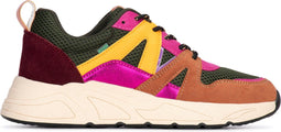 POSH by Poelman CAROCEL - Dames sneakers - Vetersluiting - Bordeaux/oranje combinatie