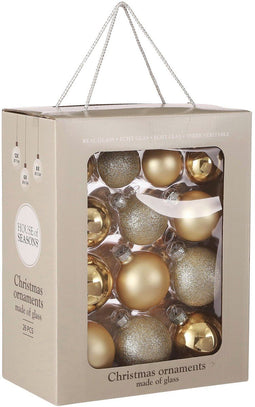 Mica Decorations Kerstballen Set - 26 Stuks - Ø7 cm - Glas - Champagne
