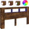 Hoofdeinde met LED 180x18,5x103,5 cm bewerkt hout gerookt eiken