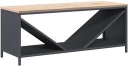 vidaXL - Brandhoutrek - met - houten - blad - 100,5x35,5x40 - cm - antracietkleurig