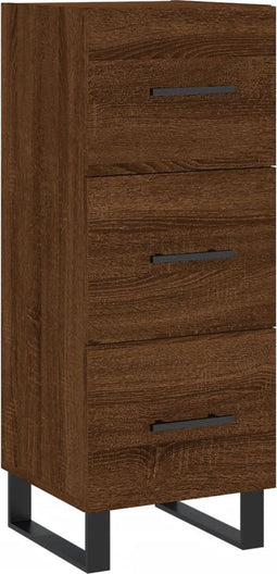 vidaXL - Dressoir - 34,5x34x90 - cm - bewerkt - hout - bruin - eikenkleur