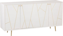 J-Line Dressoir Lijnen 4 Deuren Hout/Metaal Wit/Goud