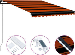vidaXL - Luifel - uittrekbaar - met - windsensor - LED - 300x250 - cm - oranje - bruin