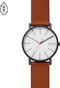 Skagen Signatur SKW6374 - Herenhorloge - 40 mm - Goudkleurig met bruine lederen band