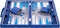 Engelhart Backgammon - 18 inch - Grijs Blauw Wit Ingelegd Bord - Sky Blue Koffer met Handvat