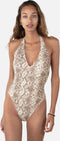 Barts Keona Halter One Piece - Dames Badpak - Slangenprint - Sand (maat 38)