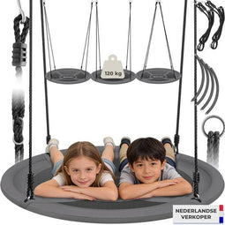 tectake® Nestschommel Swayer - Mandschommel - Draagvermogen 120 kg - Ø 100 cm - Zwart