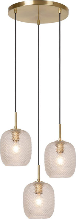 Lucide ALICENT - Hanglamp - Ø 35 cm - 3xE27 - Dimbaar - Mat Goud / Messing