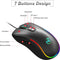 HXSJ J300 Optisch RGB Gaming Muis - 6400 DPI - Zwart