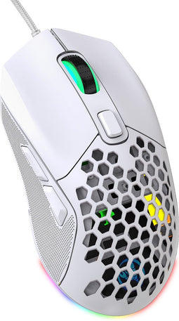 HXSJ X300 - Optisch Gaming Muis - 7200DPI - Ultra licht - RGB Verlichting - Computermuizen - Wit