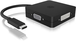 Icy Box IB-DK1104-C - USB-C Adapter - 4-in-1 HDMI DisplayPort DVI VGA - Zwart