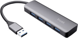Trust Halyx - Aluminium 4-Port USB 3.2 Hub - 4x USB 3.2 type-A - Grijs