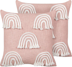 LEEA - Sierkussen set van 2 - Roze - 45 x 45 cm - Katoen