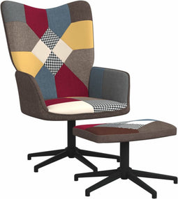 vidaXL Relaxstoel met voetenbank patchwork stof