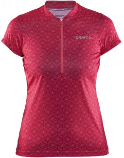 Craft Velo Graphic Jersey - Dames Fietsshirt korte mouwen - Nauwsluitend model - Rood (XL)
