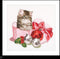 Thea Gouverneur - Borduurpakket met telpatroon - 731A - Voorgesorteerde DMC Garens - Kerst Kitten - Aida - 31 cm x 30 cm - DIY Kit