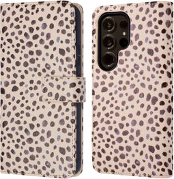 iMoshion Hoesje Geschikt voor Samsung Galaxy S24 Ultra Hoesje Met Pasjeshouder - iMoshion Design Bookcase smartphone - Meerkleurig / Black And White Dots