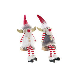 Kerstversiering DKD Home Decor Polyester Rendier (8 x 14 x 19 cm) (2 Stuks)
