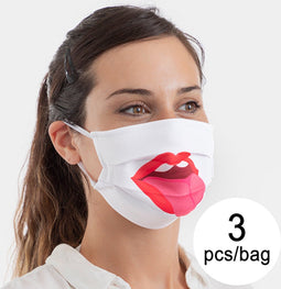 Hygiënisch en herbruikbaar gezichtsmasker gemaakt van stof Tongue Luanvi Maat M Pakket van 3 stuks