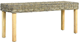 vidaXL - Bankje - 110 - cm - natuurlijk - kubu - rattan - en - massief - mangohout