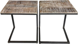 SVJ Bijzettafel Rechthoekig - 30x40x48 cm - Metaal - Zwart - Set van 2