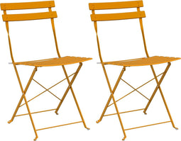 vidaXL - Vouwbare - Tuinstoelen - 2 - stuks - Mosterdgeel - Staal