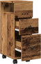 vidaXL - Badkamerkast - smal - met - wielen - bewerkt - hout - oud - houtkleurig