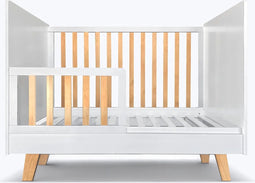 Hypnia - Baby Bed - Cocoon Babybed - Peuterbed - Babybed 60 x 120 - Zonder Opberglade - Met Spijlen en Bedhek - Lattenbodem - Bedbodem - Wit Hout - Eenvoudige Montage - Goed Verstevigd - Tijdloze Bedbodem - Geschikt Voor Ieder Matras