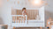 Hypnia - Baby Bed - Cocoon Babybed - Peuterbed - Babybed 60 x 120 - Zonder Opberglade - Met Spijlen en Bedhek - Lattenbodem - Bedbodem - Wit Hout - Eenvoudige Montage - Goed Verstevigd - Tijdloze Bedbodem - Geschikt Voor Ieder Matras